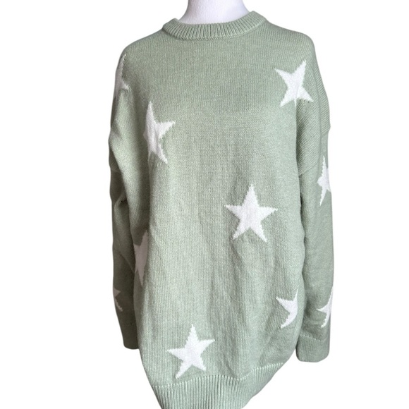 Emma's Expressions Light Green Stars Sweater Size L NWT - Picture 3 of 17